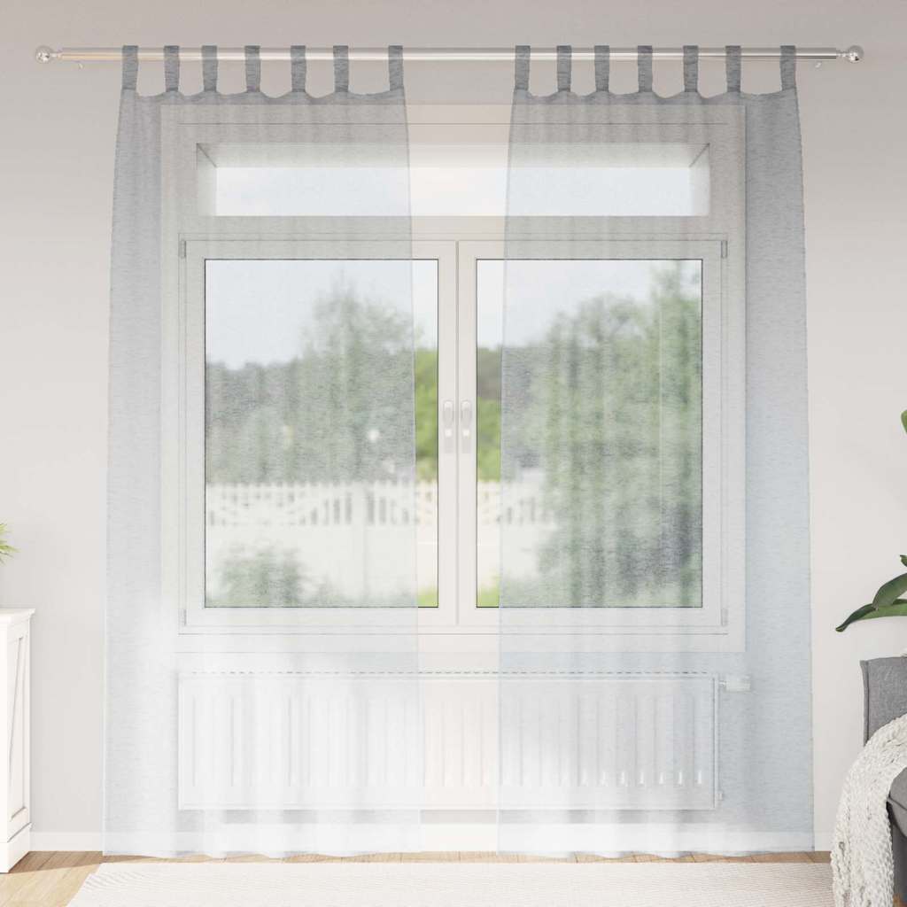 Voile-Vorhang mit Schlaufen 2 pcs Weiß 260 x 140 cm Polyester
