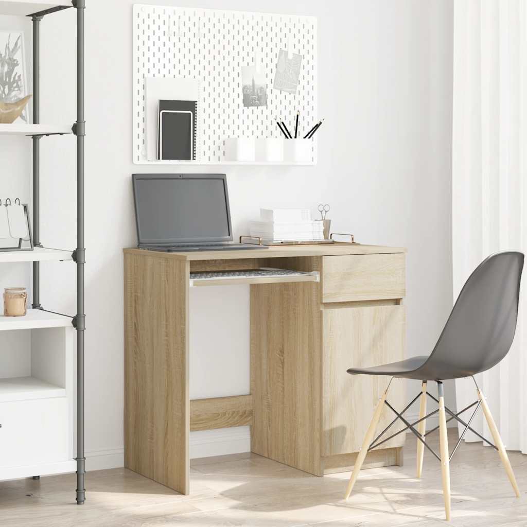 Schreibtisch Schwarz Eichen-Optik 86x49x76 cm Holzwerkstoff