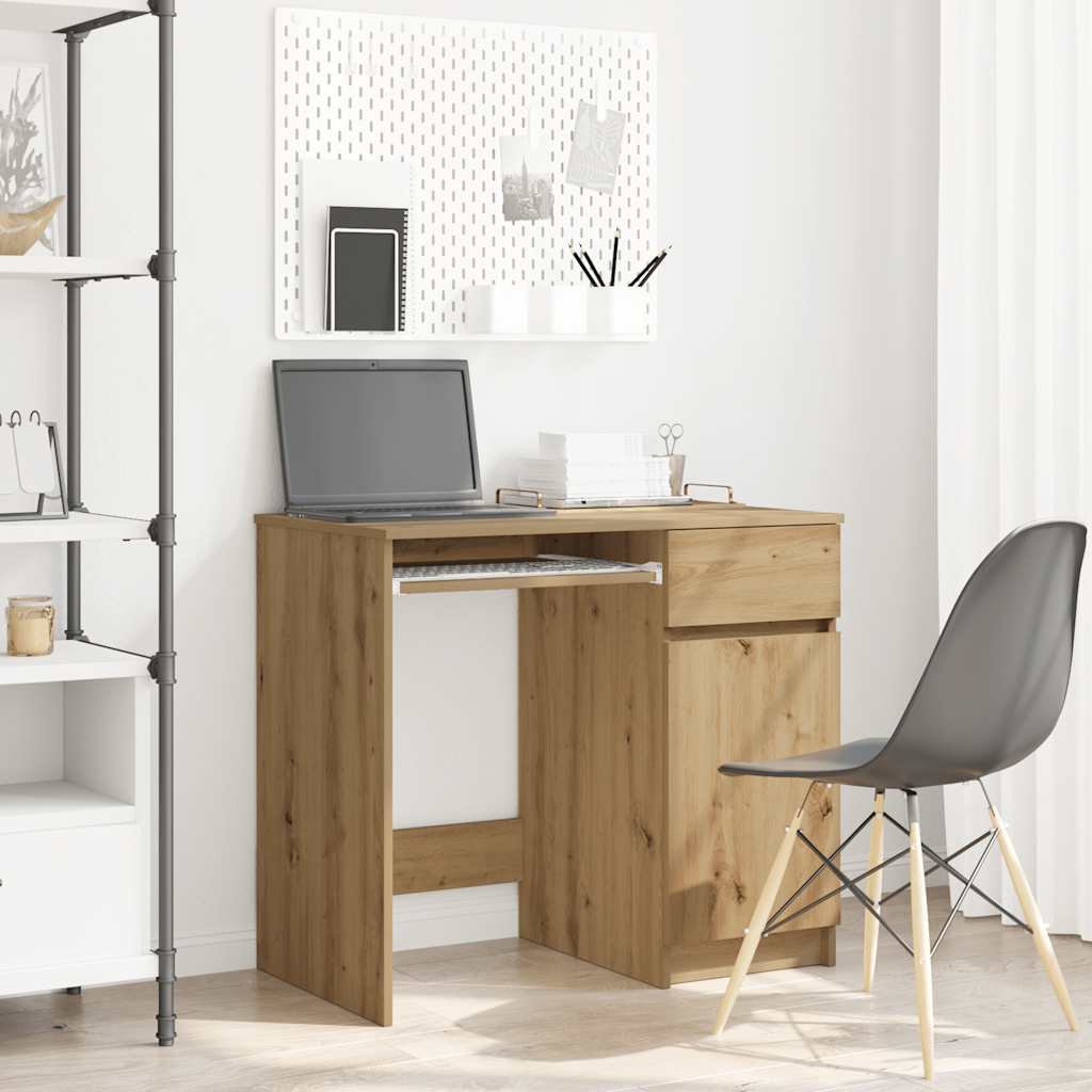 Schreibtisch Schwarz Eichen-Optik 86x49x76 cm Holzwerkstoff