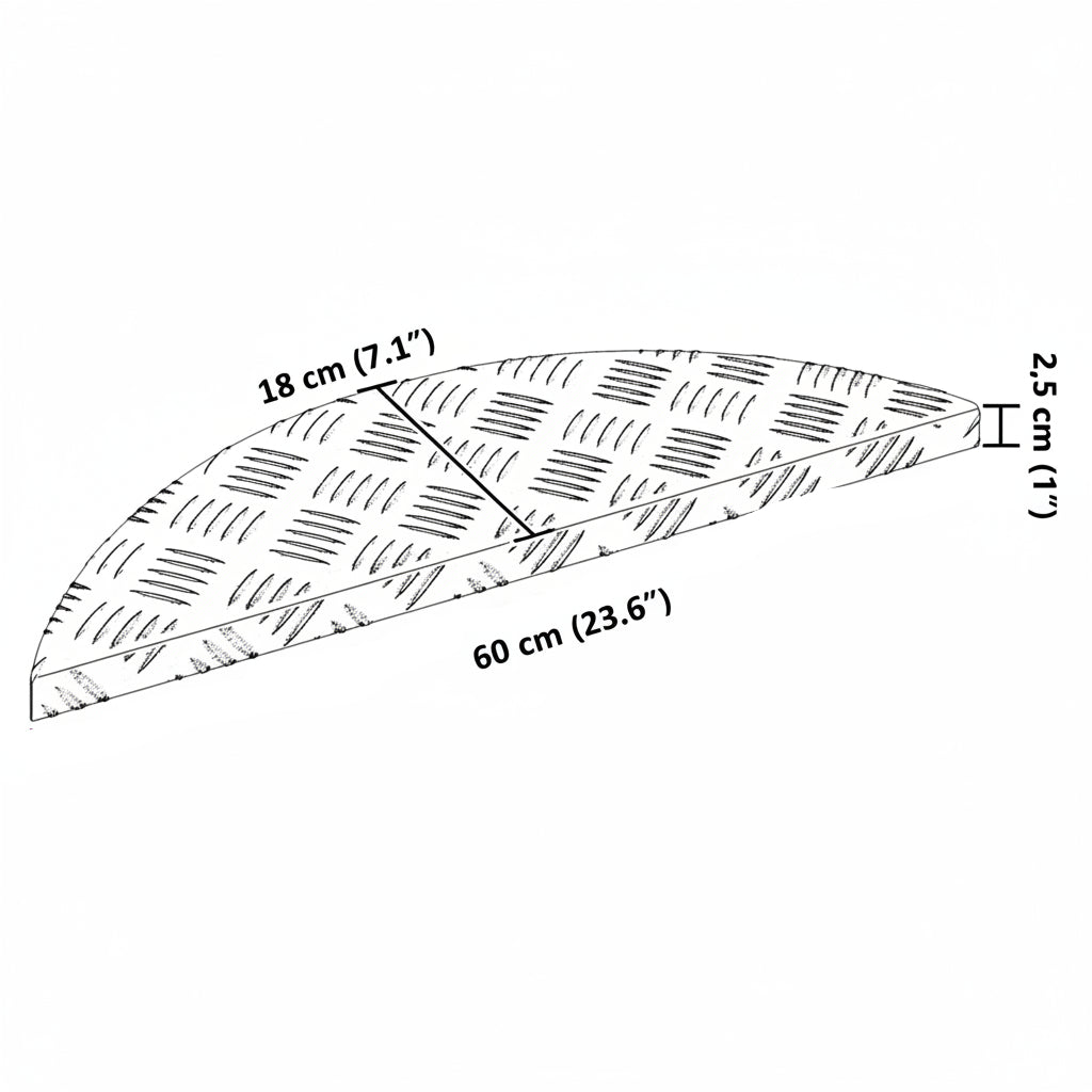 Treppe Tritt Halbmond 5 pcs Silber 60 x 18 cm Aluminium