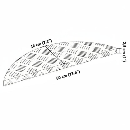Treppe Tritt Halbmond 5 pcs Silber 60 x 18 cm Aluminium