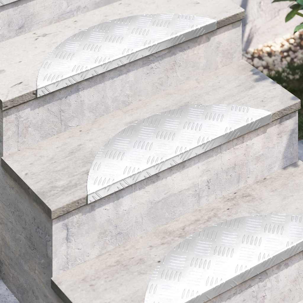 Treppe Tritt Halbmond 5 pcs Silber 60 x 18 cm Aluminium