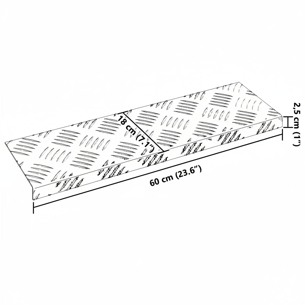 Treppe Tritt Halbmond 5 pcs Silber 60 x 18 cm Aluminium