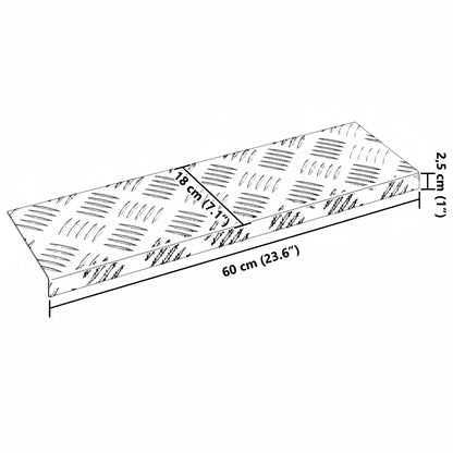 Treppe Tritt Halbmond 5 pcs Silber 60 x 18 cm Aluminium