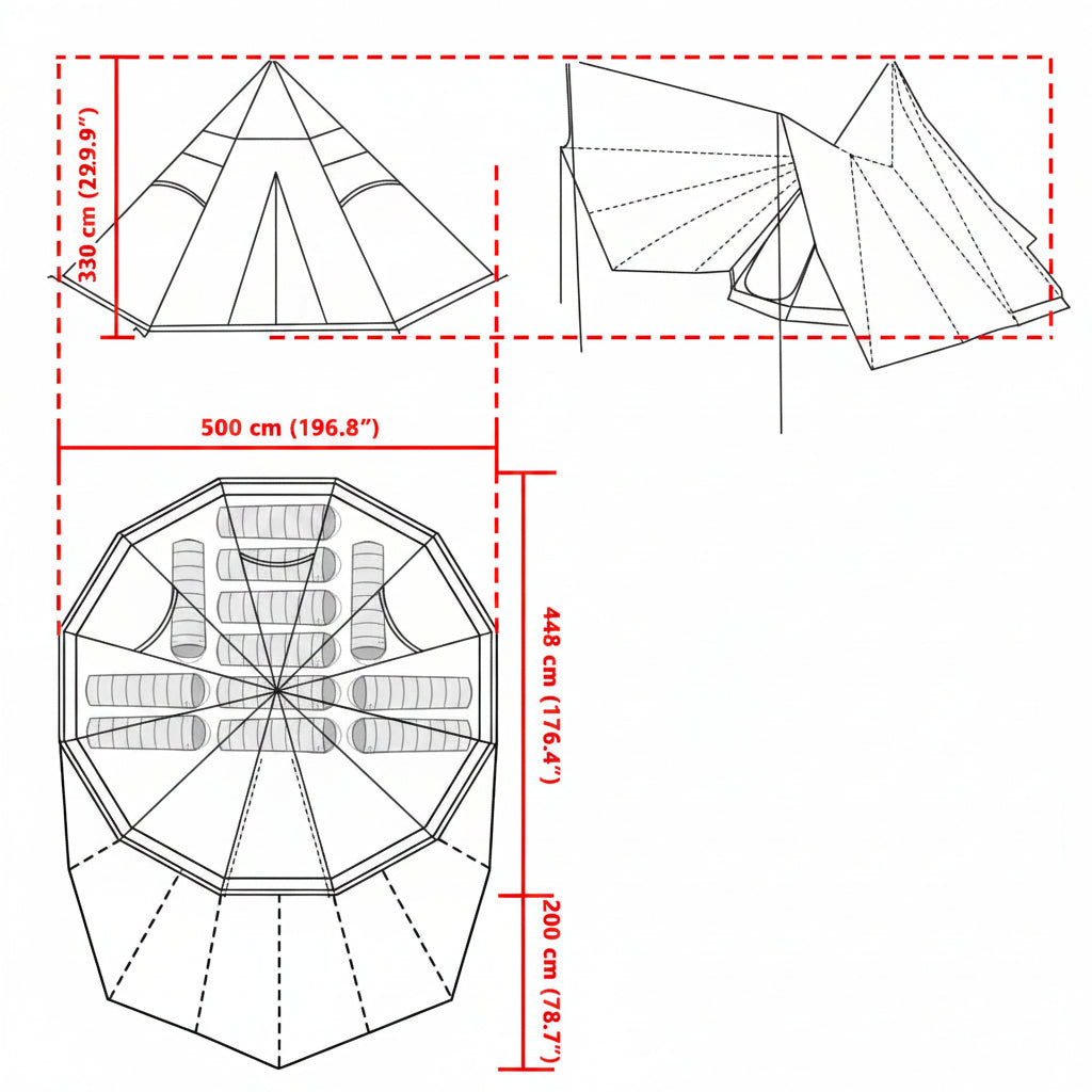 Tipi Zelt Mit Dach 510 X 690 X 330 Cm Taft
