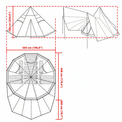 Tipi Zelt Mit Dach 510 X 690 X 330 Cm Taft
