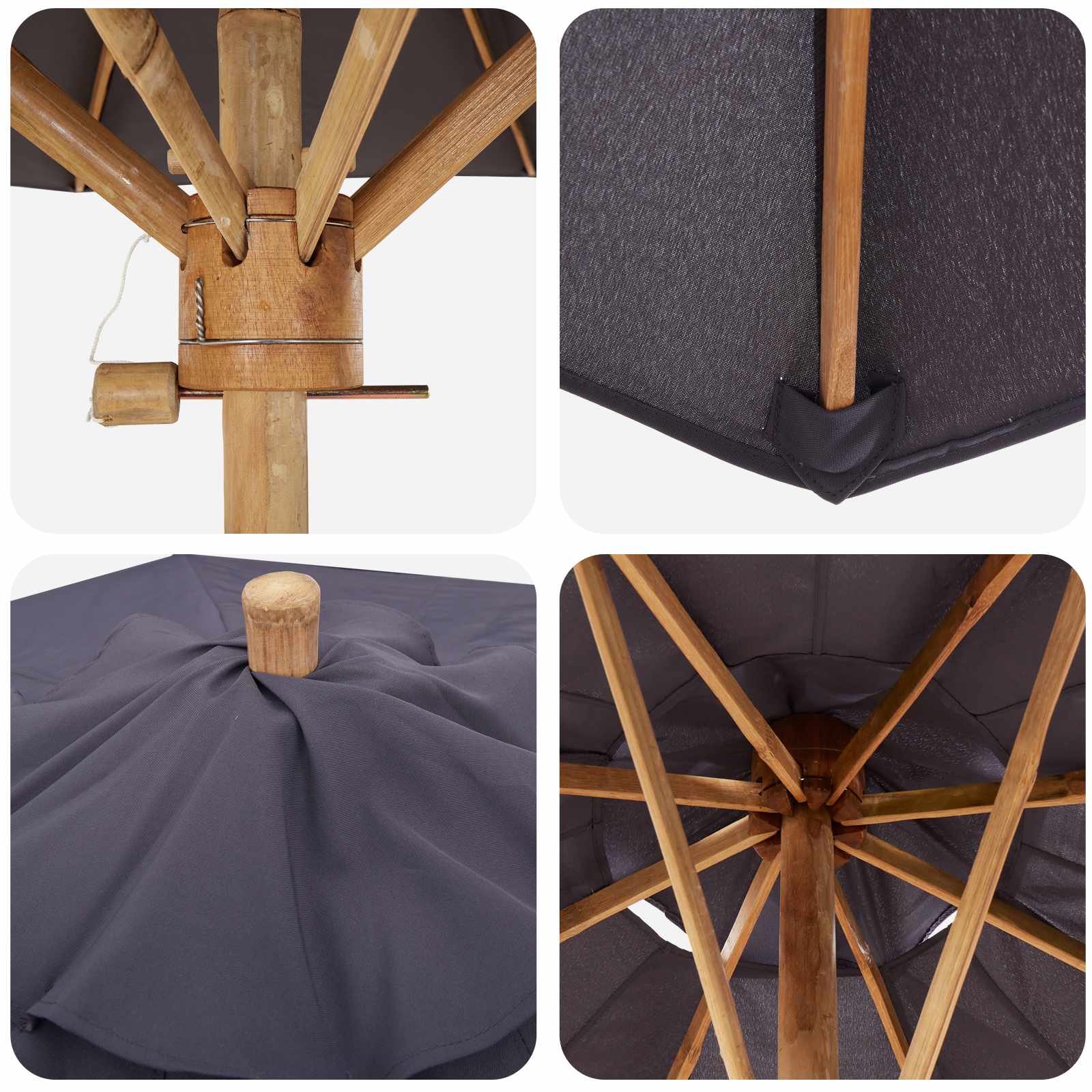 Garten-Sonnenschirm Ø 270 X 260 Cm Bambus
