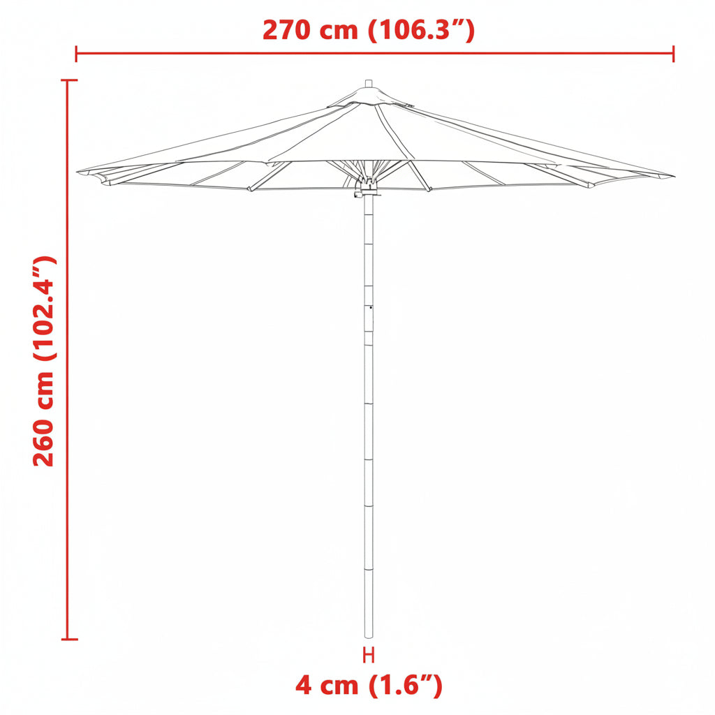Garten-Sonnenschirm Ø 270 X 260 Cm Bambus