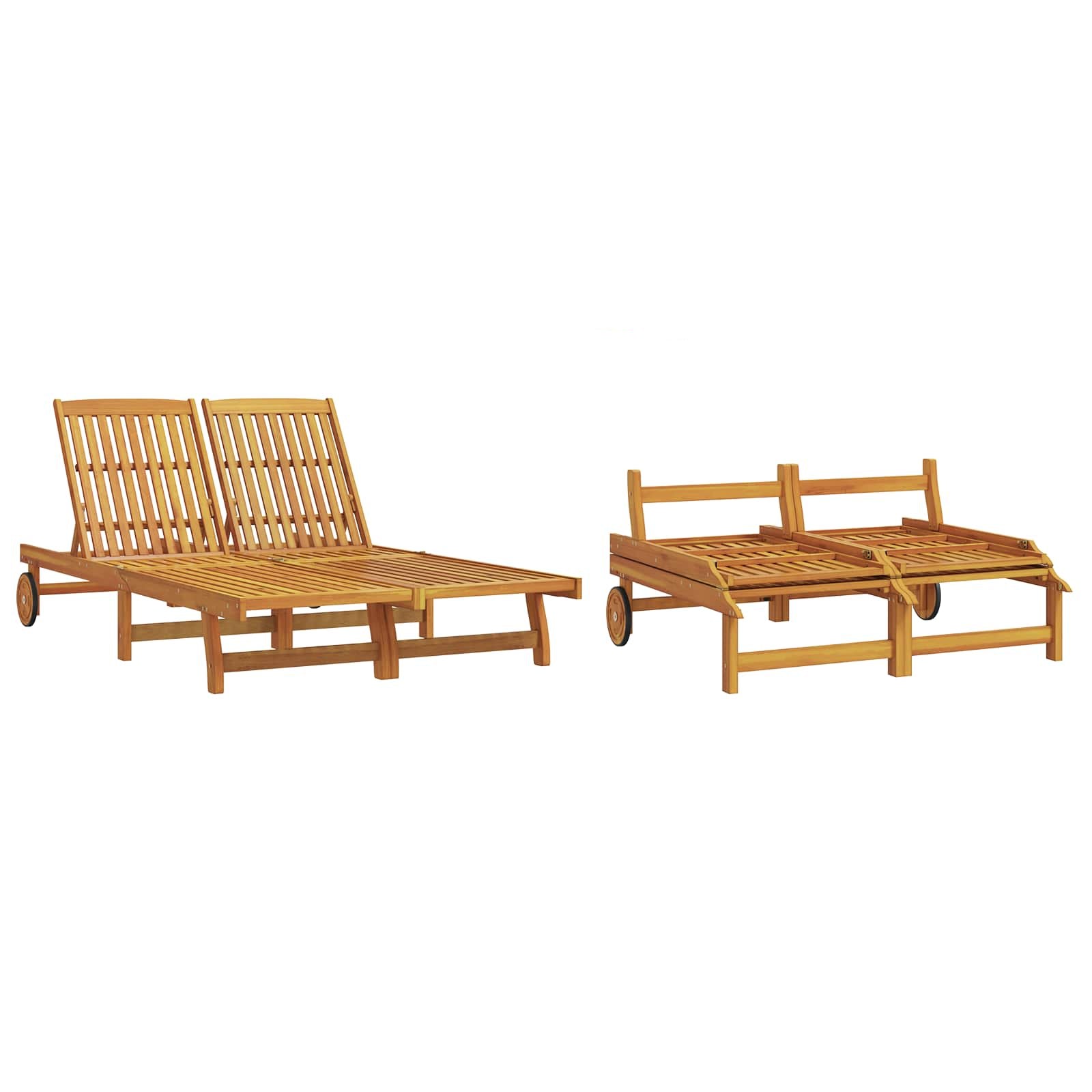 Sonnenliege Braun 125 x 200 x 84 cm Massivholz Akazie