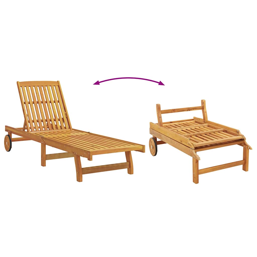 Sonnenliege mit Tisch Massivholz Akazie