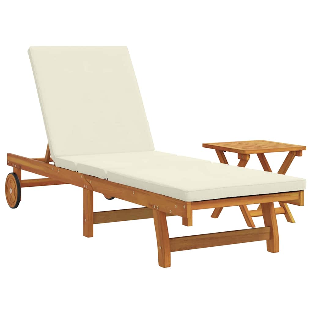 Sonnenliege mit Tisch Massivholz Akazie