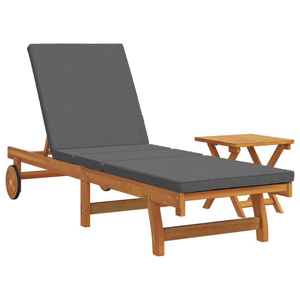 Sonnenliege mit Tisch Massivholz Akazie
