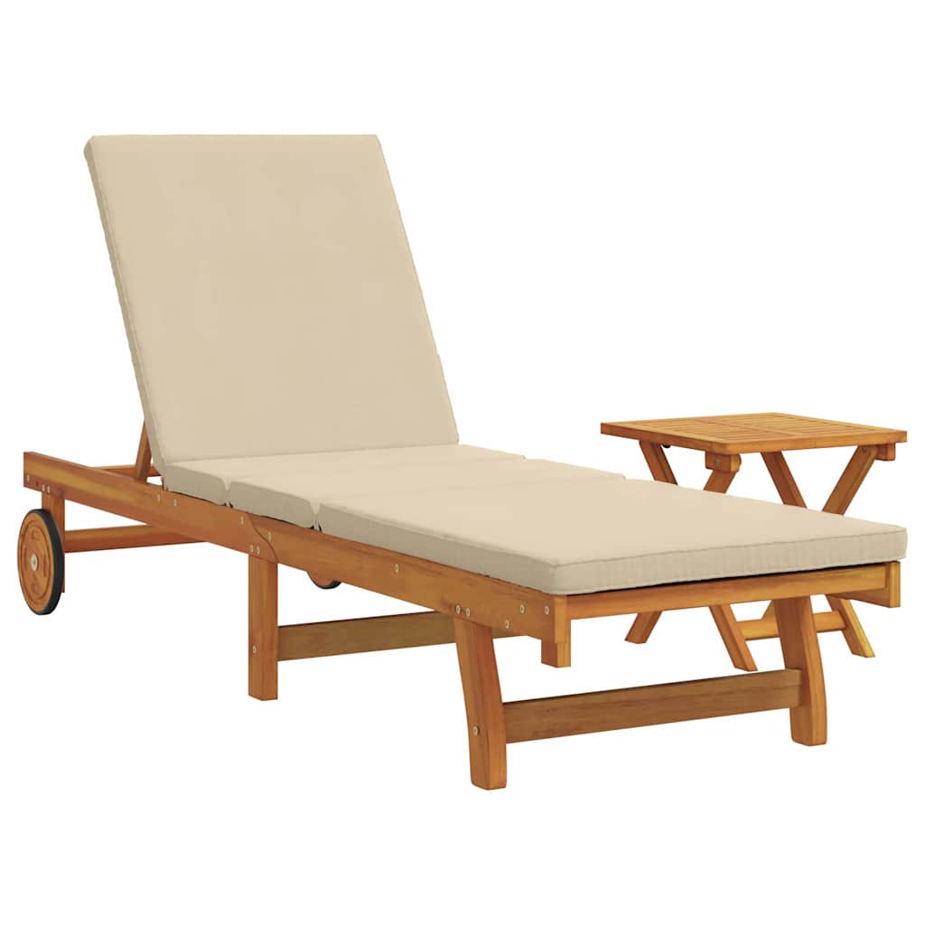 Sonnenliege mit Tisch Massivholz Akazie