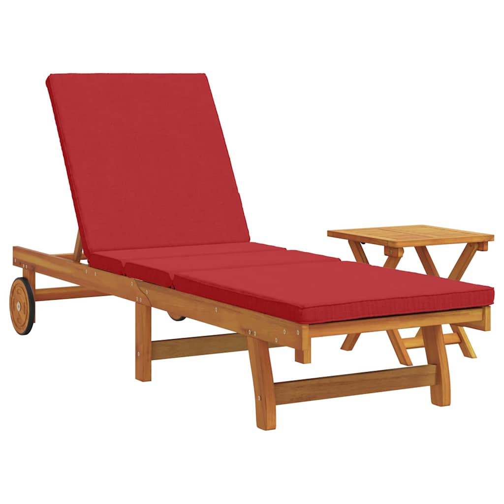 Sonnenliege mit Tisch Massivholz Akazie