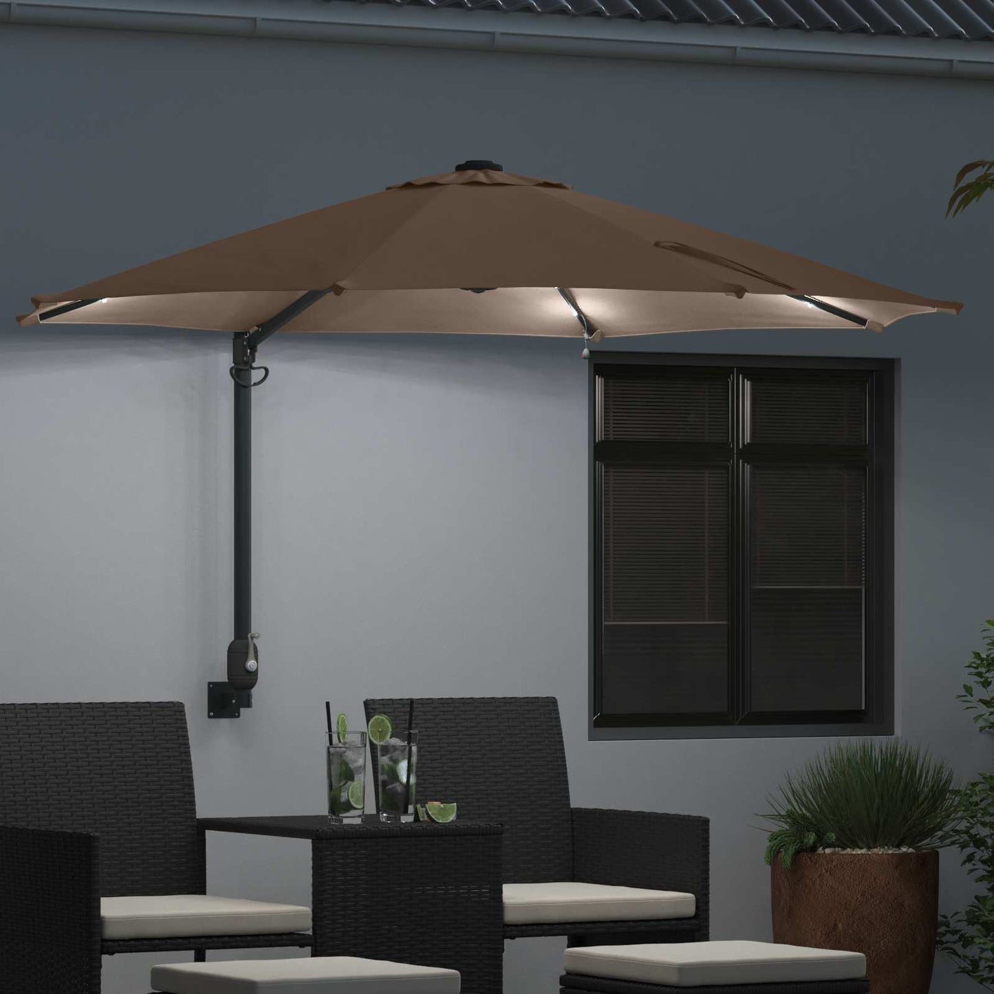 Garten-Sonnenschirm Sand 248 x 248 x 148 cm Polyester und Stahl