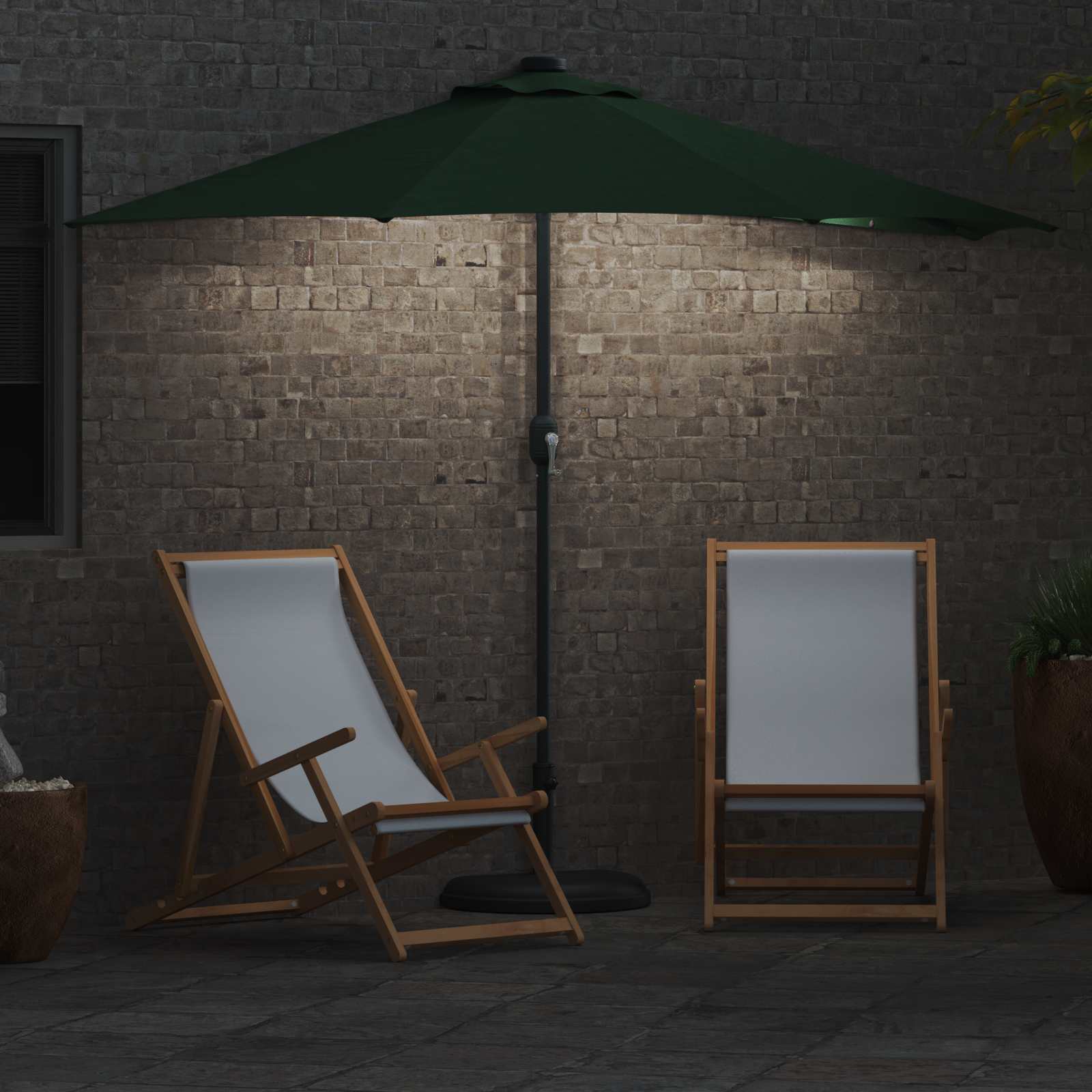 Garten-Sonnenschirm Sand 294 x 150 x 224 cm Polyester und Stahl
