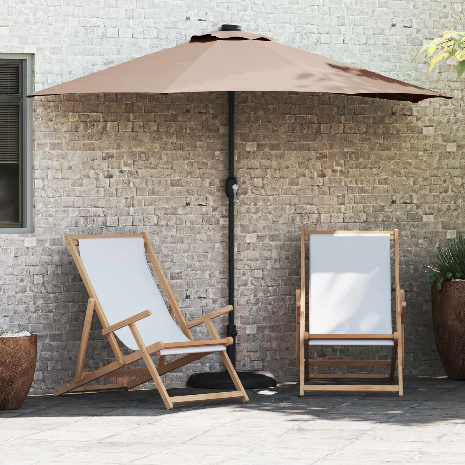 Garten-Sonnenschirm Sand 294 x 150 x 224 cm Polyester und Stahl