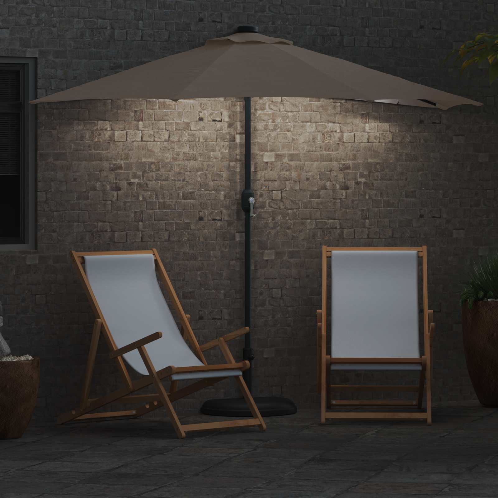 Garten-Sonnenschirm Sand 294 x 150 x 224 cm Polyester und Stahl