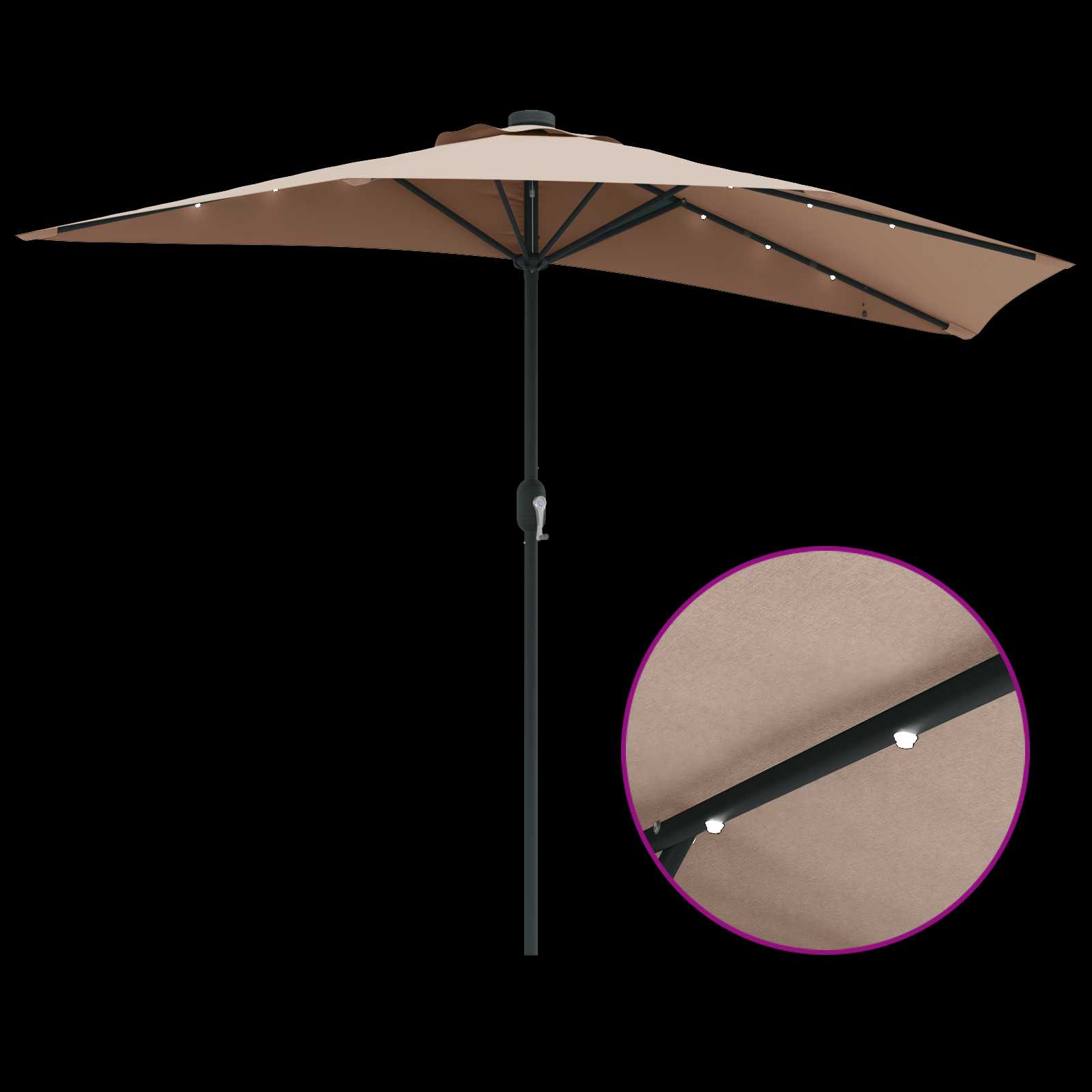 Garten-Sonnenschirm Sand 294 x 150 x 224 cm Polyester und Stahl
