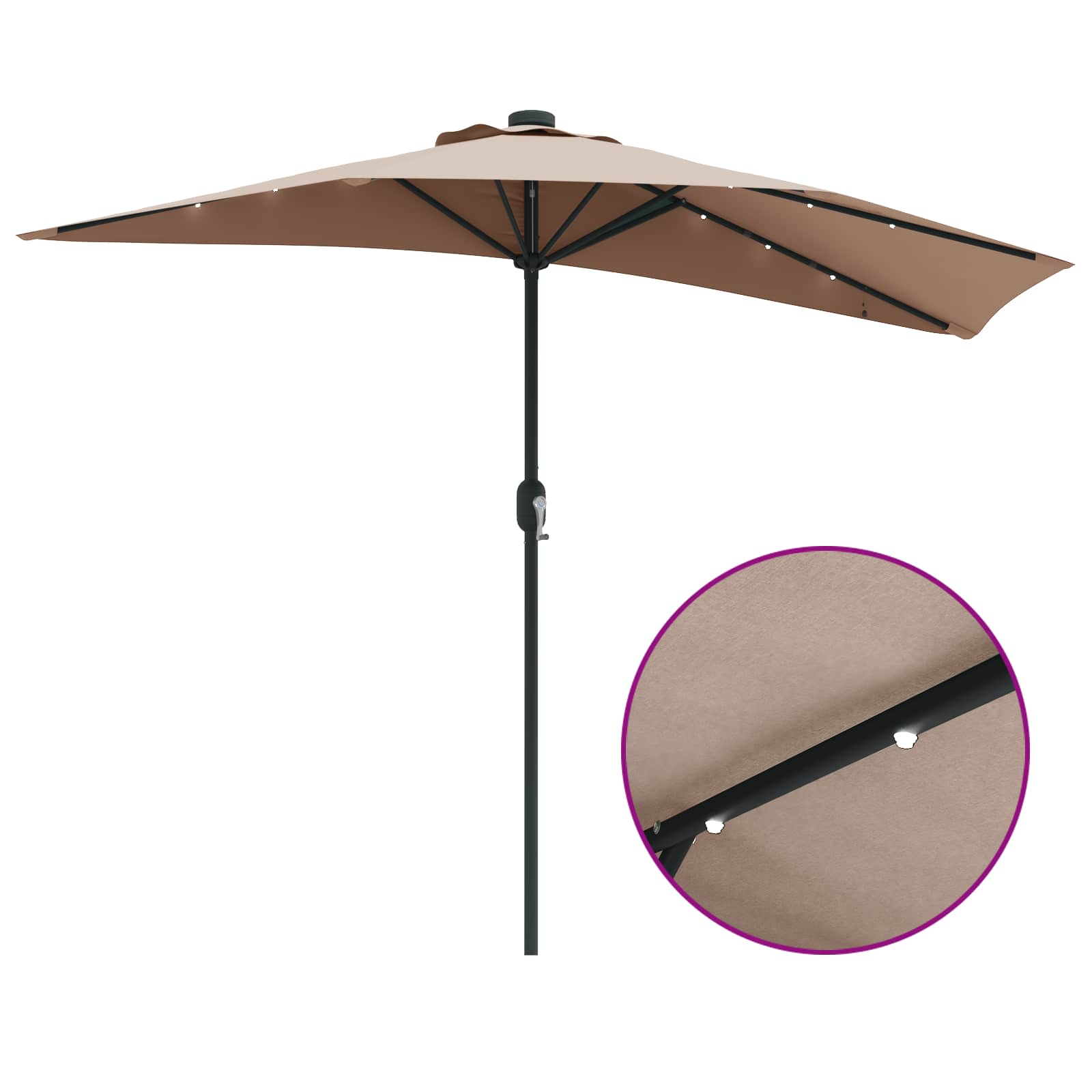 Garten-Sonnenschirm Sand 294 x 150 x 224 cm Polyester und Stahl