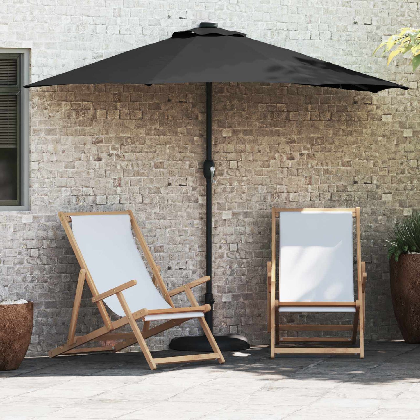 Garten-Sonnenschirm Sand 294 x 150 x 224 cm Polyester und Stahl