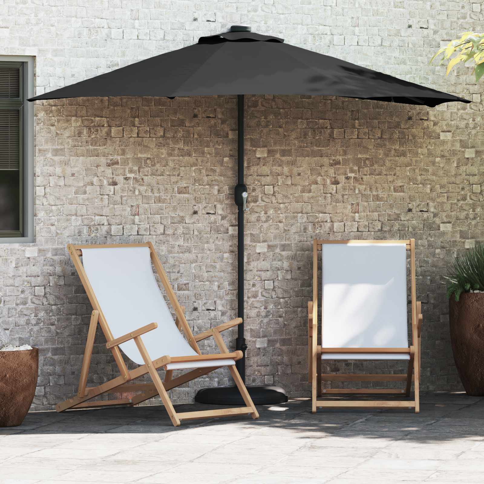Garten-Sonnenschirm Sand 294 x 150 x 224 cm Polyester und Stahl