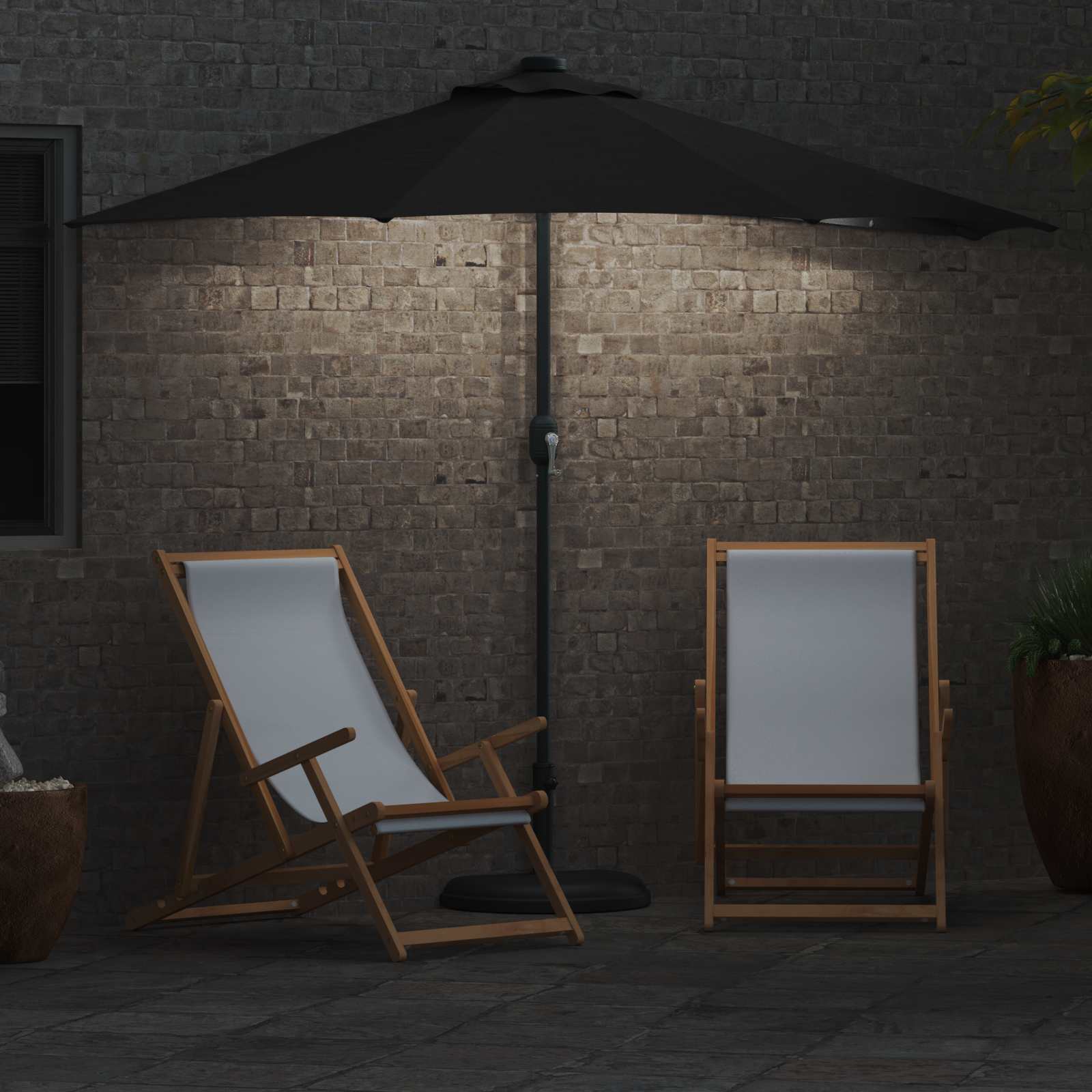 Garten-Sonnenschirm Sand 294 x 150 x 224 cm Polyester und Stahl