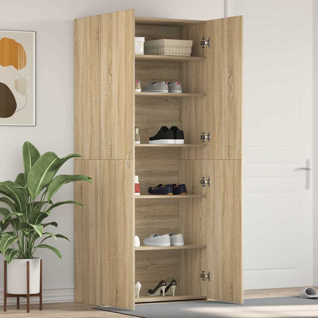 Schuhschrank mit Regal Weiß 80 x 35,5 x 180 cm Holzwerkstoff