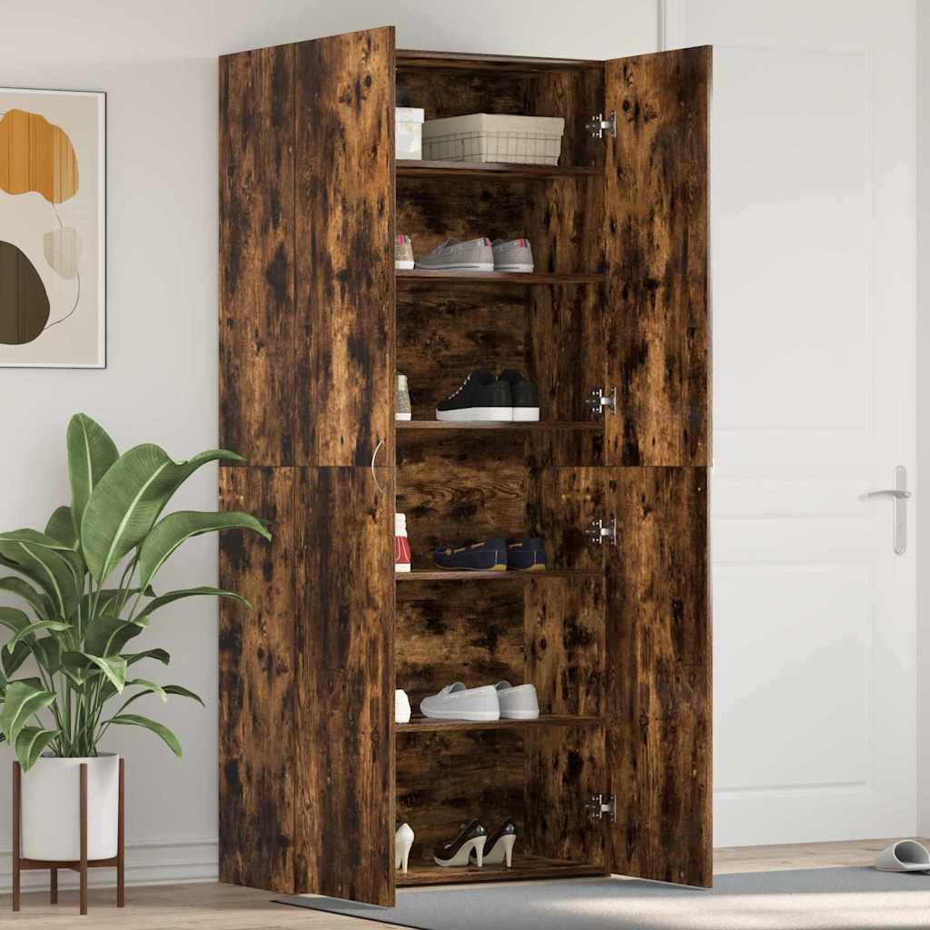 Schuhschrank mit Regal Weiß 80 x 35,5 x 180 cm Holzwerkstoff