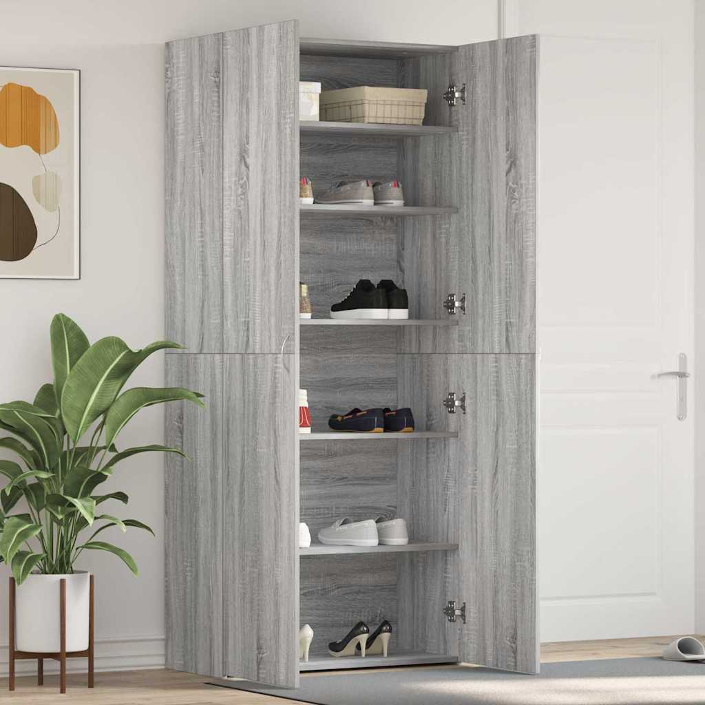 Schuhschrank mit Regal Weiß 80 x 35,5 x 180 cm Holzwerkstoff