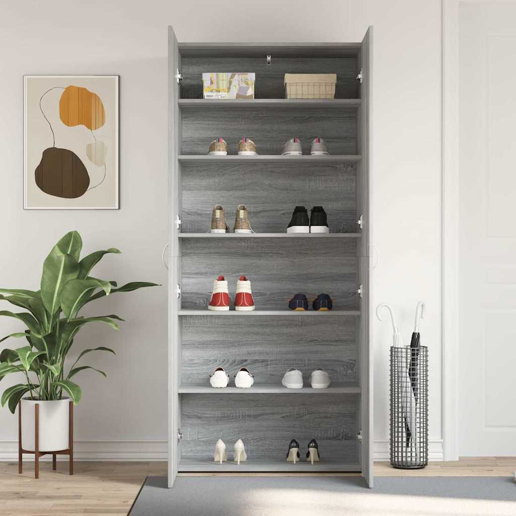 Schuhschrank mit Regal Weiß 80 x 35,5 x 180 cm Holzwerkstoff