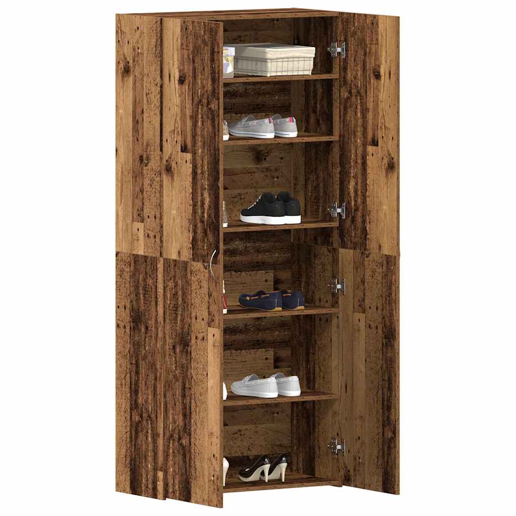 Schuhschrank mit Regal Weiß 80 x 35,5 x 180 cm Holzwerkstoff