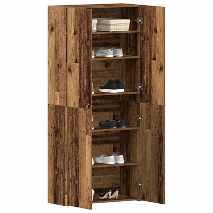 Schuhschrank mit Regal Weiß 80 x 35,5 x 180 cm Holzwerkstoff