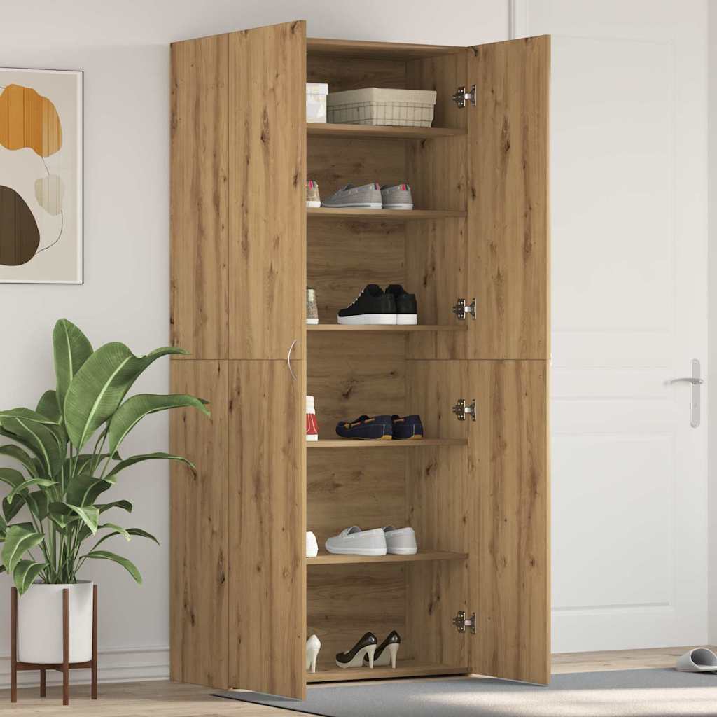 Schuhschrank mit Regal Weiß 80 x 35,5 x 180 cm Holzwerkstoff