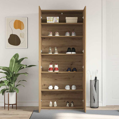 Schuhschrank mit Regal Weiß 80 x 35,5 x 180 cm Holzwerkstoff