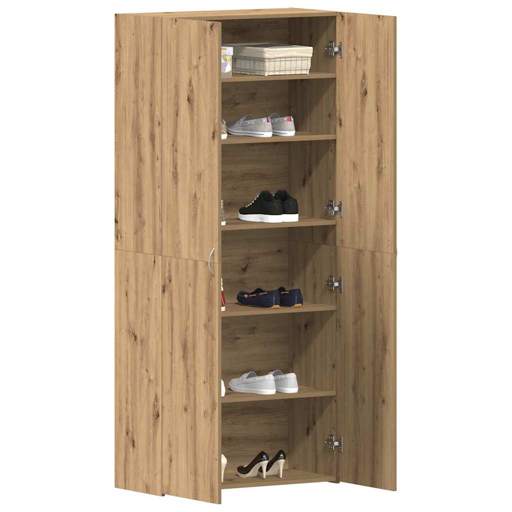 Schuhschrank mit Regal Weiß 80 x 35,5 x 180 cm Holzwerkstoff
