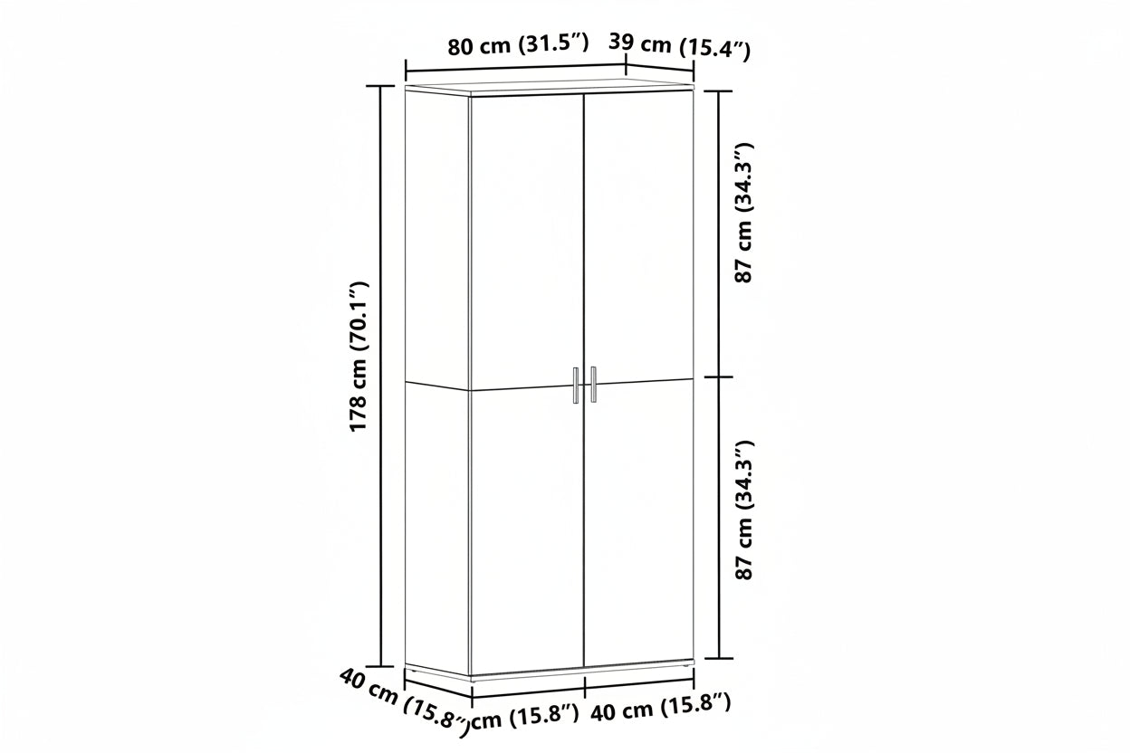 Schuhschrank mit Regal Weiß 80 x 39 x 178 cm Holzwerkstoff