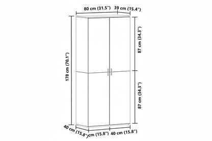 Schuhschrank mit Regal Weiß 80 x 39 x 178 cm Holzwerkstoff
