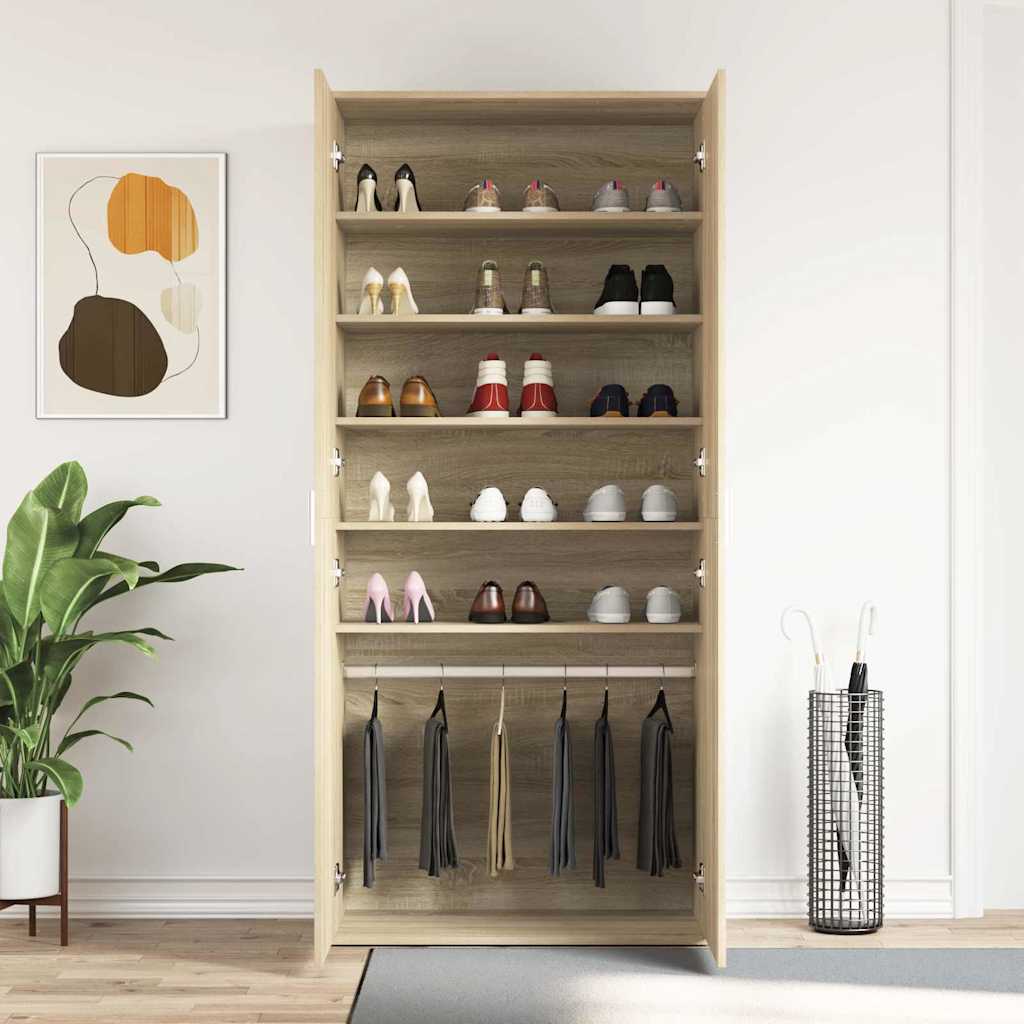 Schuhschrank mit Regal Weiß 80 x 39 x 178 cm Holzwerkstoff