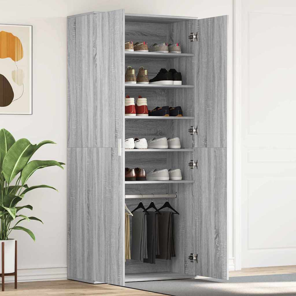 Schuhschrank mit Regal Weiß 80 x 39 x 178 cm Holzwerkstoff