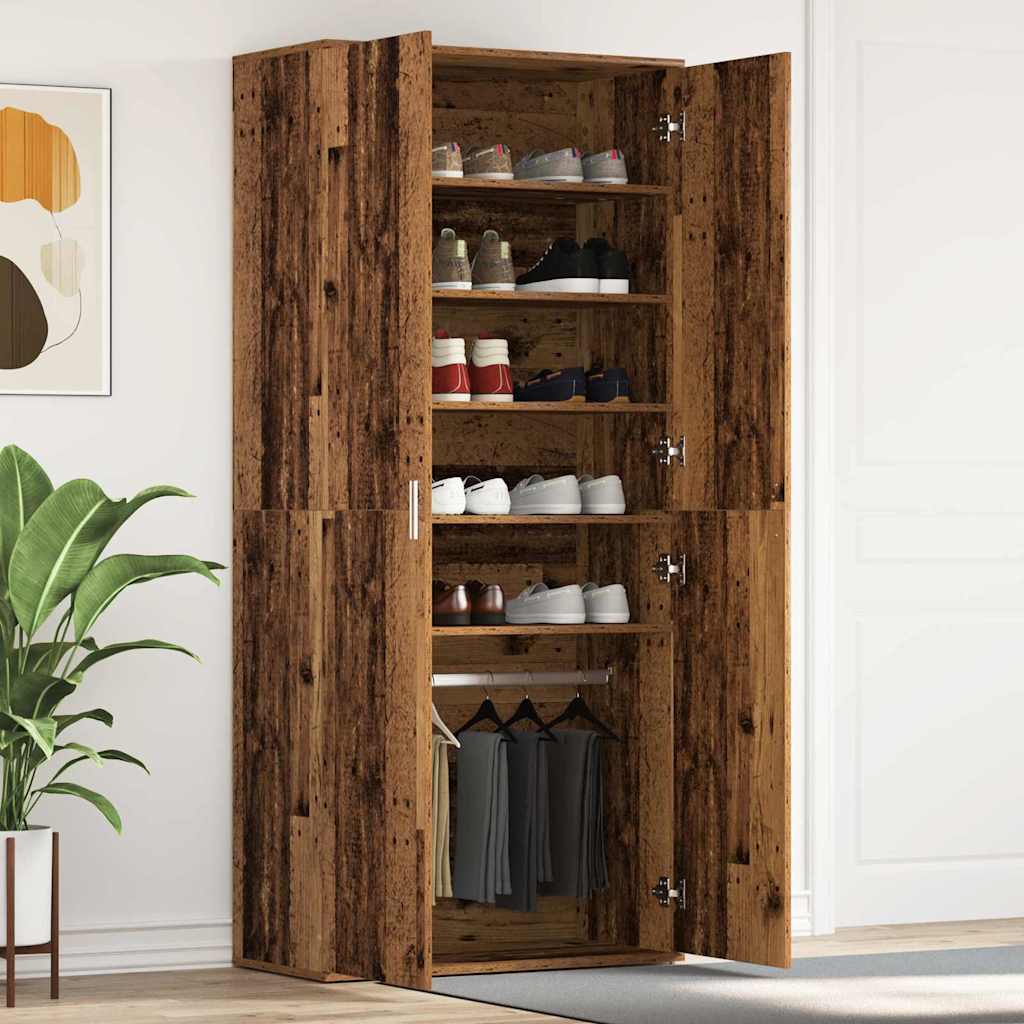 Schuhschrank mit Regal Weiß 80 x 39 x 178 cm Holzwerkstoff