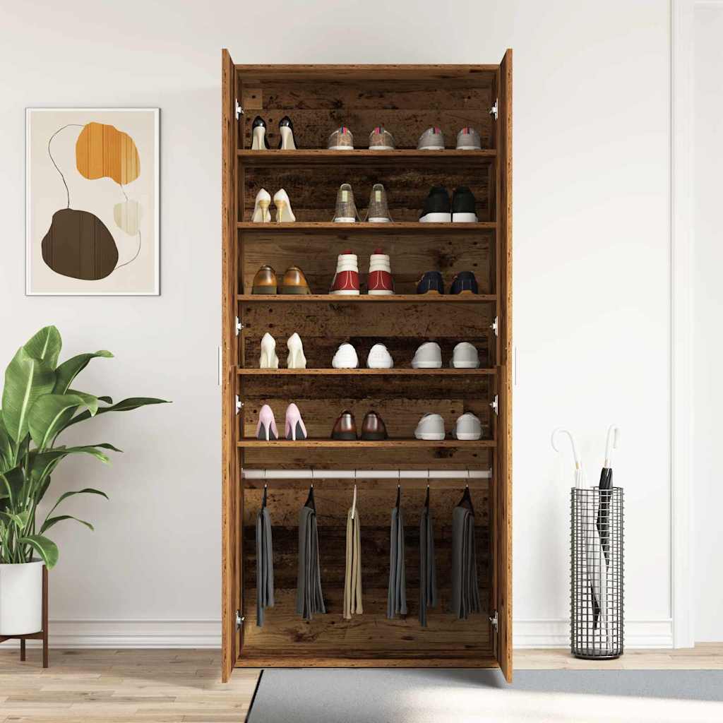 Schuhschrank mit Regal Weiß 80 x 39 x 178 cm Holzwerkstoff