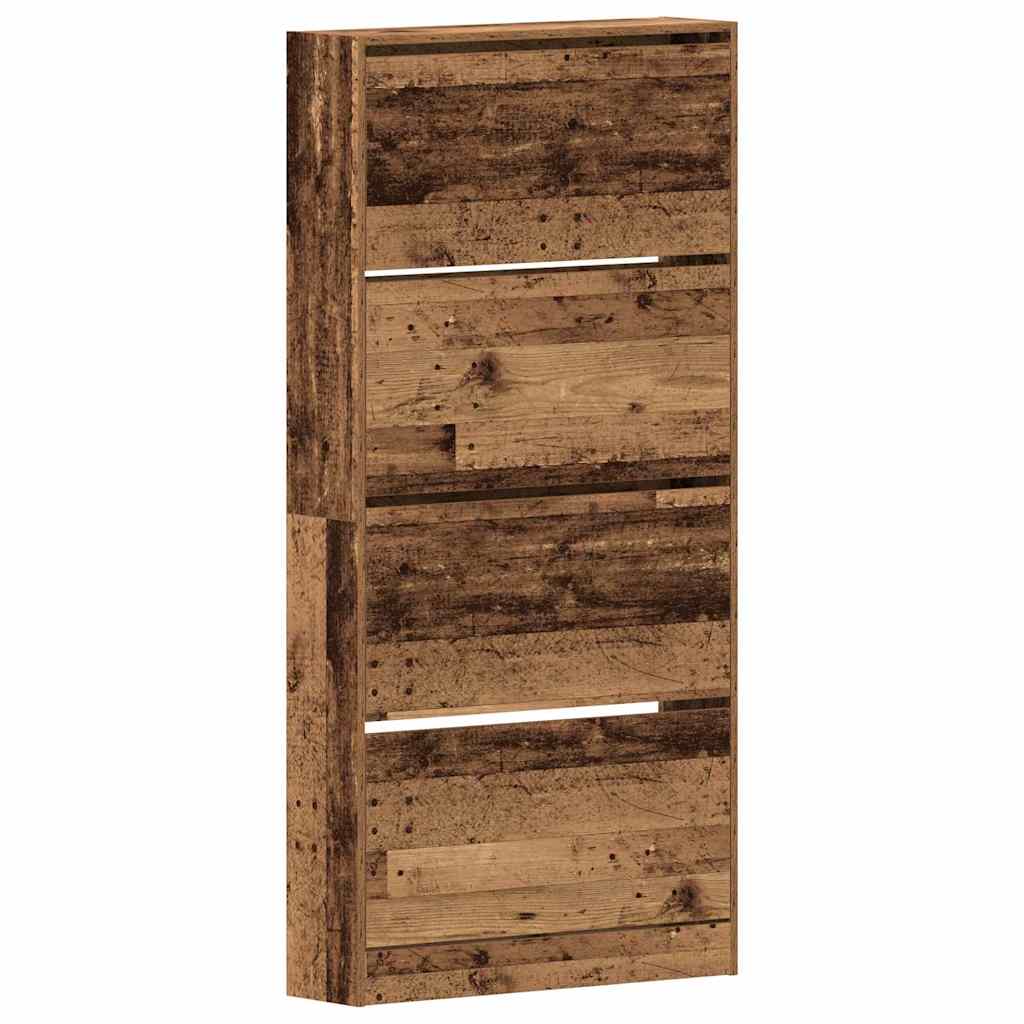 Schuhschrank mit 4 Klappen Sonoma-Eiche 80x21x163,5 cm