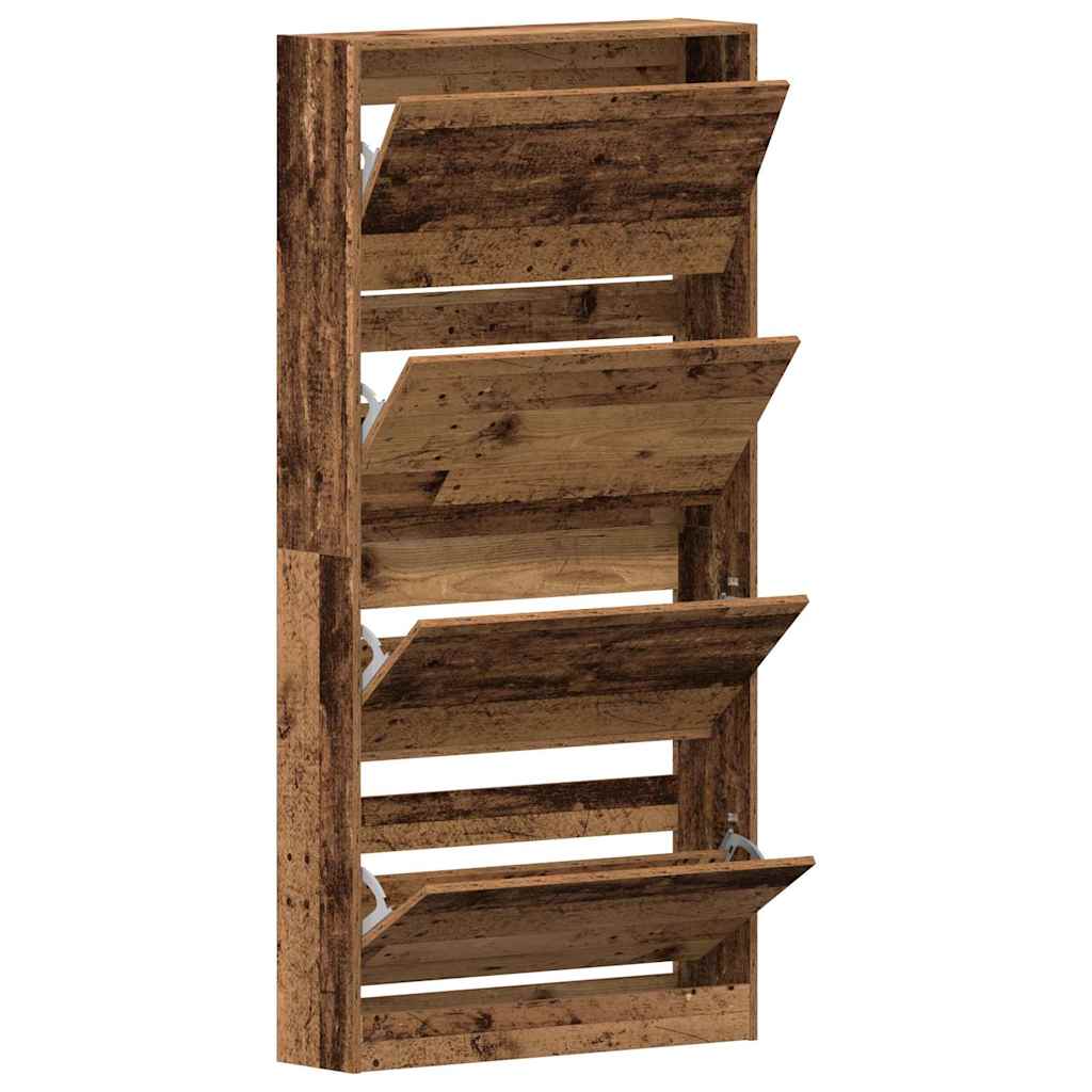 Schuhschrank mit 4 Klappen Sonoma-Eiche 80x21x163,5 cm