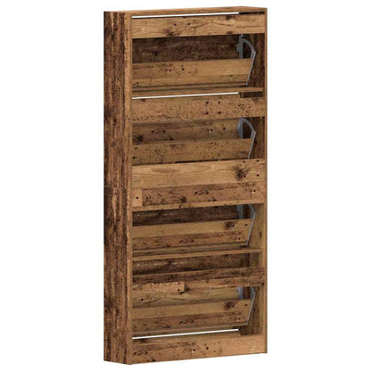 Schuhschrank mit 4 Klappen Sonoma-Eiche 80x21x163,5 cm