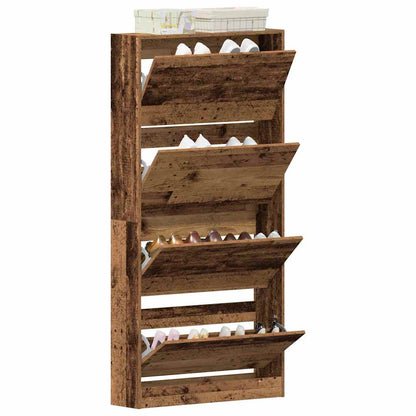 Schuhschrank mit 4 Klappen Sonoma-Eiche 80x21x163,5 cm