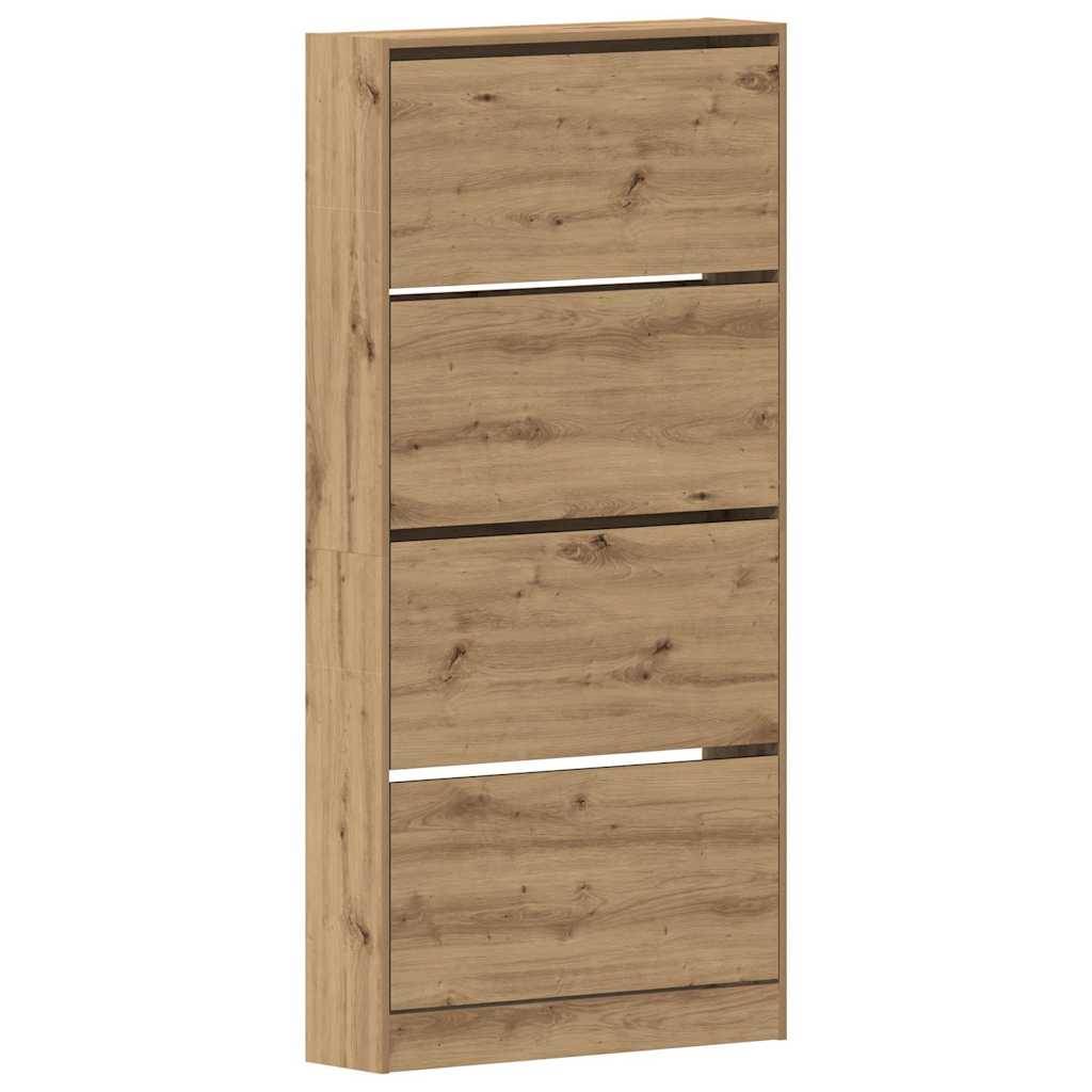 Schuhschrank mit 4 Klappen Sonoma-Eiche 80x21x163,5 cm