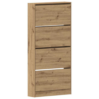 Schuhschrank mit 4 Klappen Sonoma-Eiche 80x21x163,5 cm