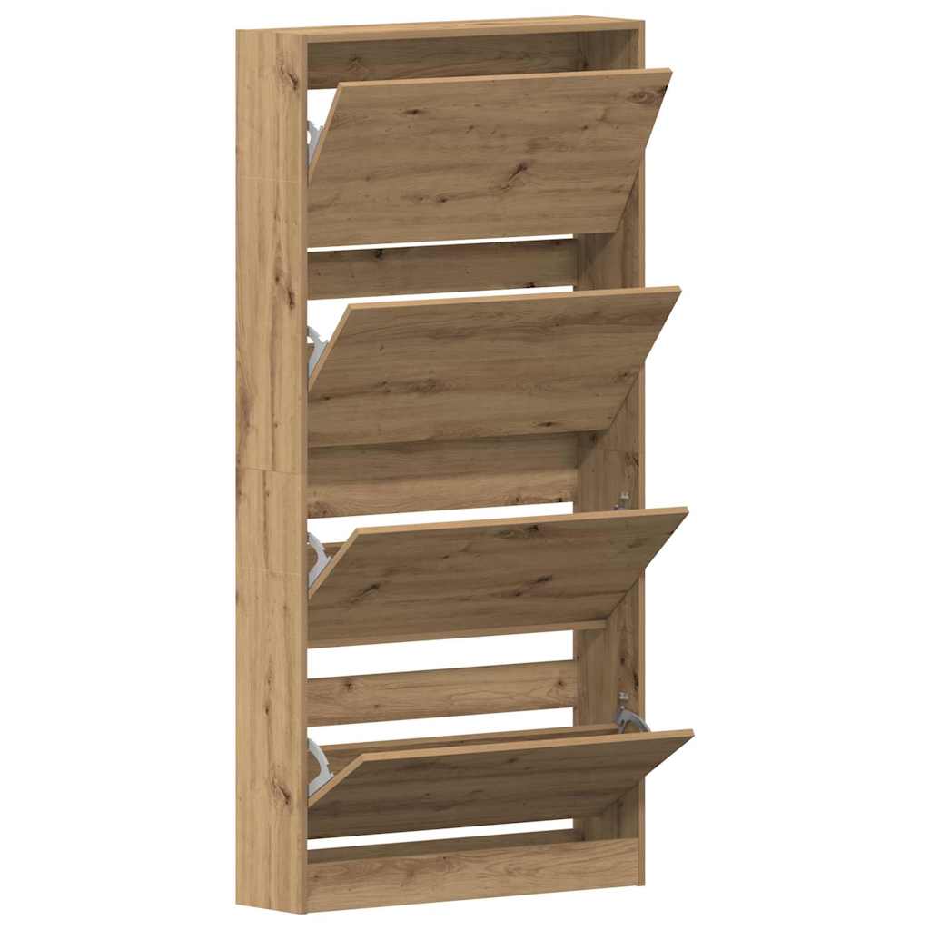 Schuhschrank mit 4 Klappen Sonoma-Eiche 80x21x163,5 cm