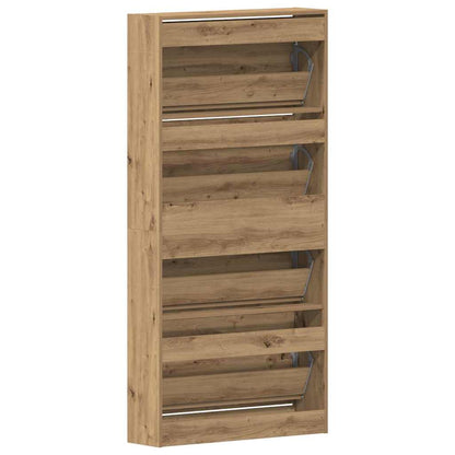 Schuhschrank mit 4 Klappen Sonoma-Eiche 80x21x163,5 cm